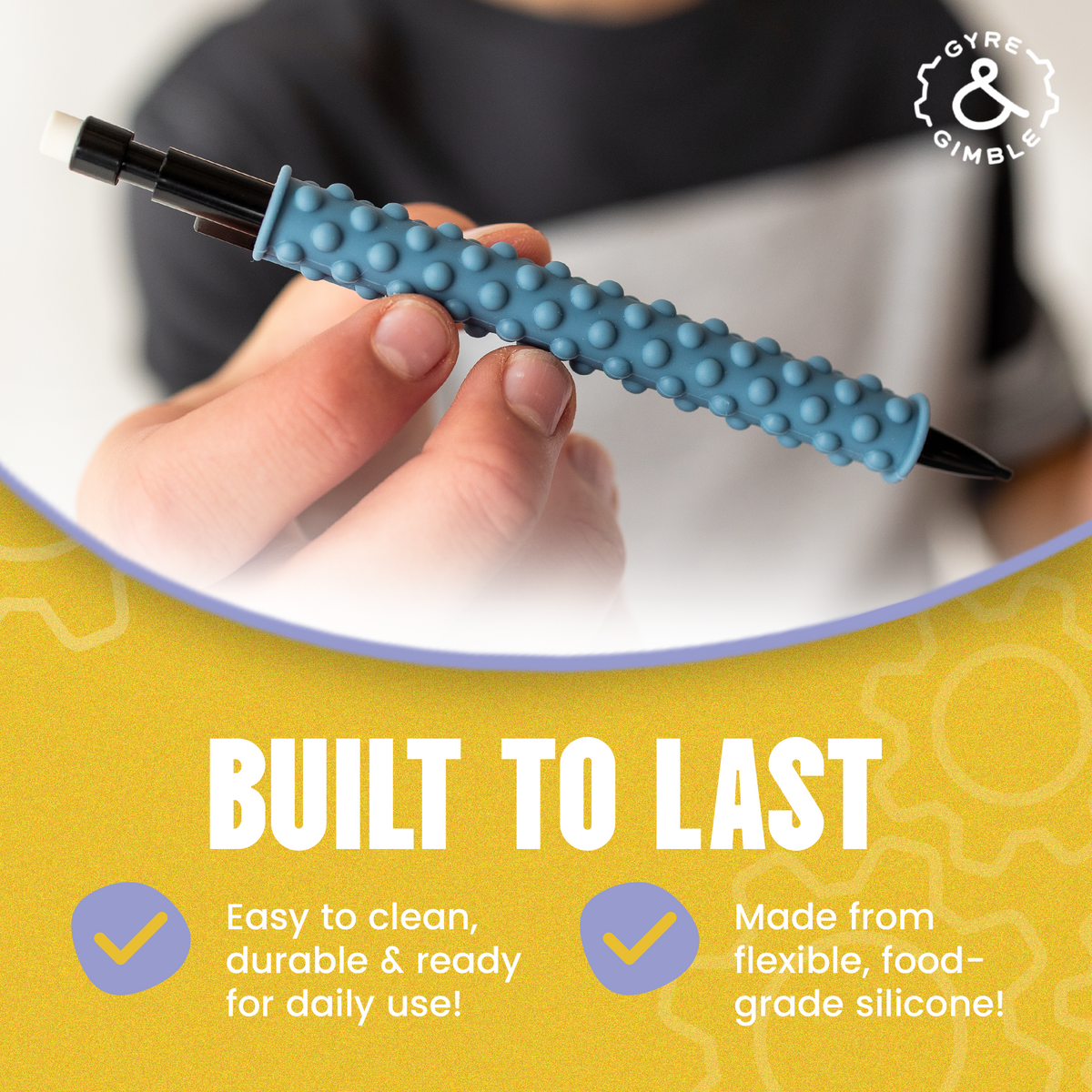 Mechanical Pencil Gidgets |Textured Silicone Pencil Sleeve for Quiet Fidgeting | 4 Sleeves & 2 Pencils